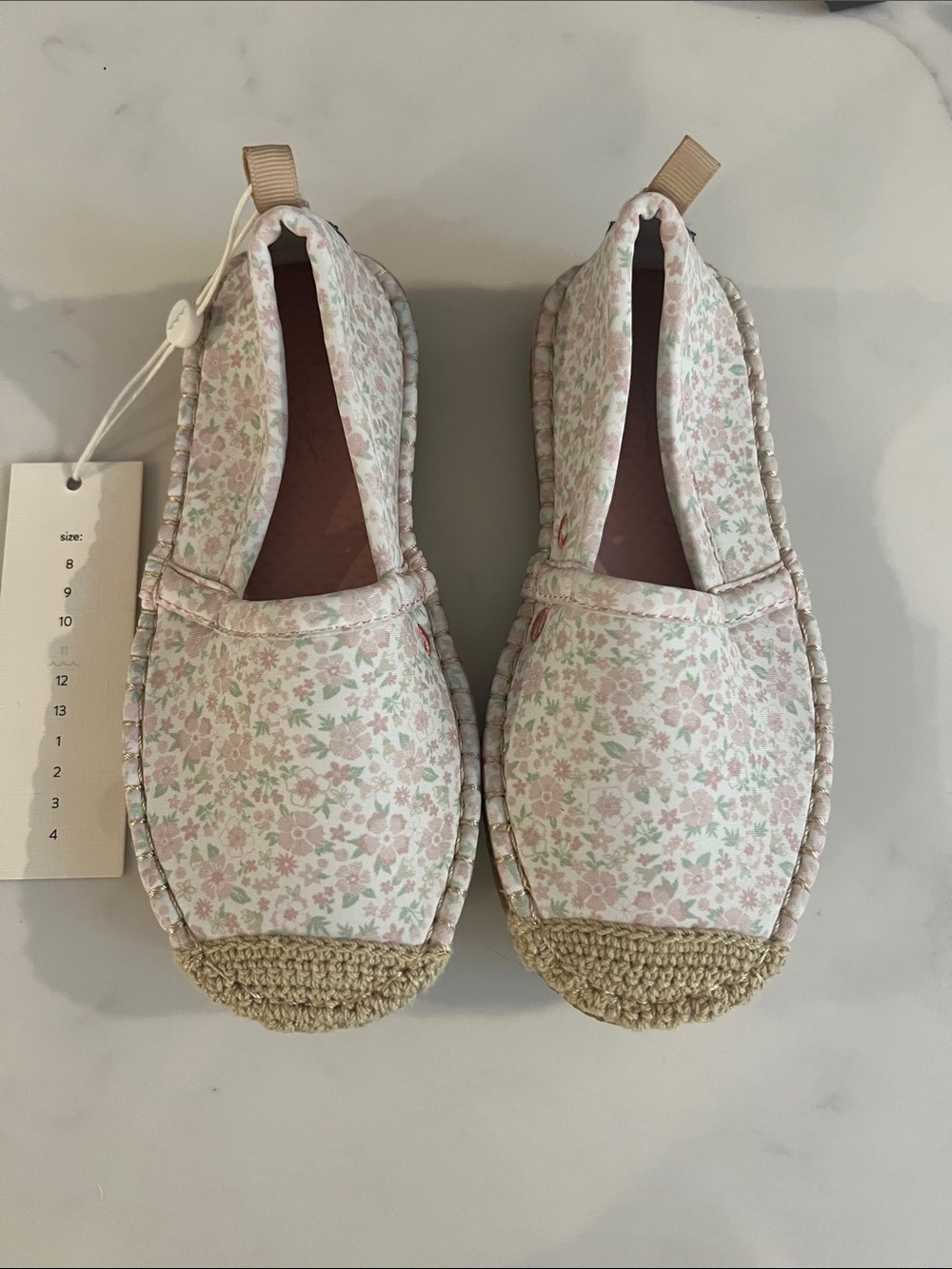 Pink Floral Kids Slip-On Espadrille Slippers